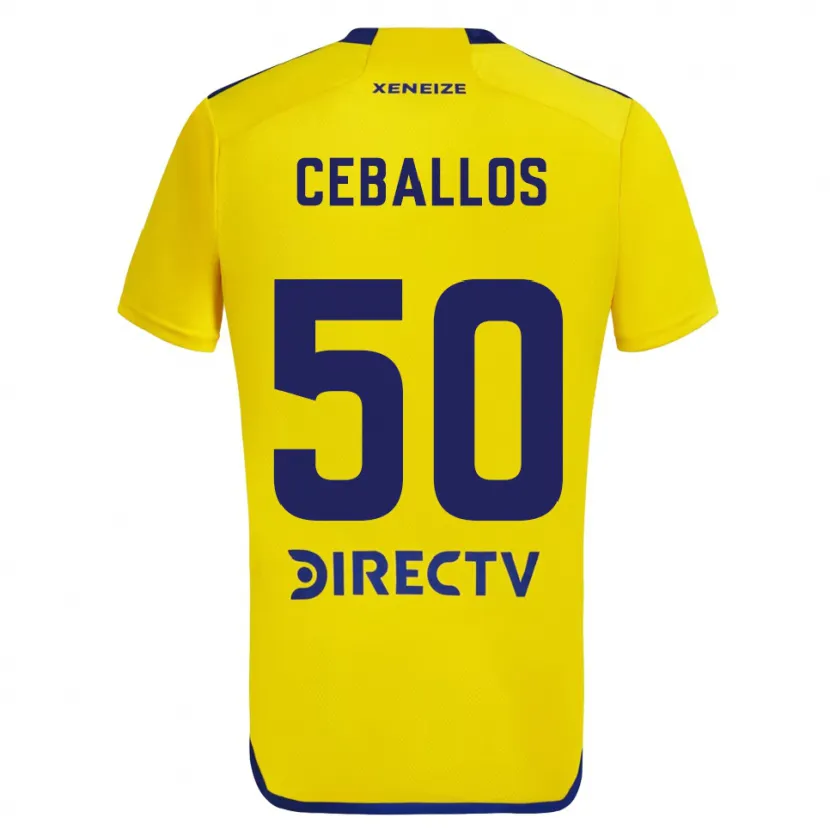 Danxen Niño Camiseta Julián Ceballos #50 Amarillo Azul 2ª Equipación 2024/25 La Camisa