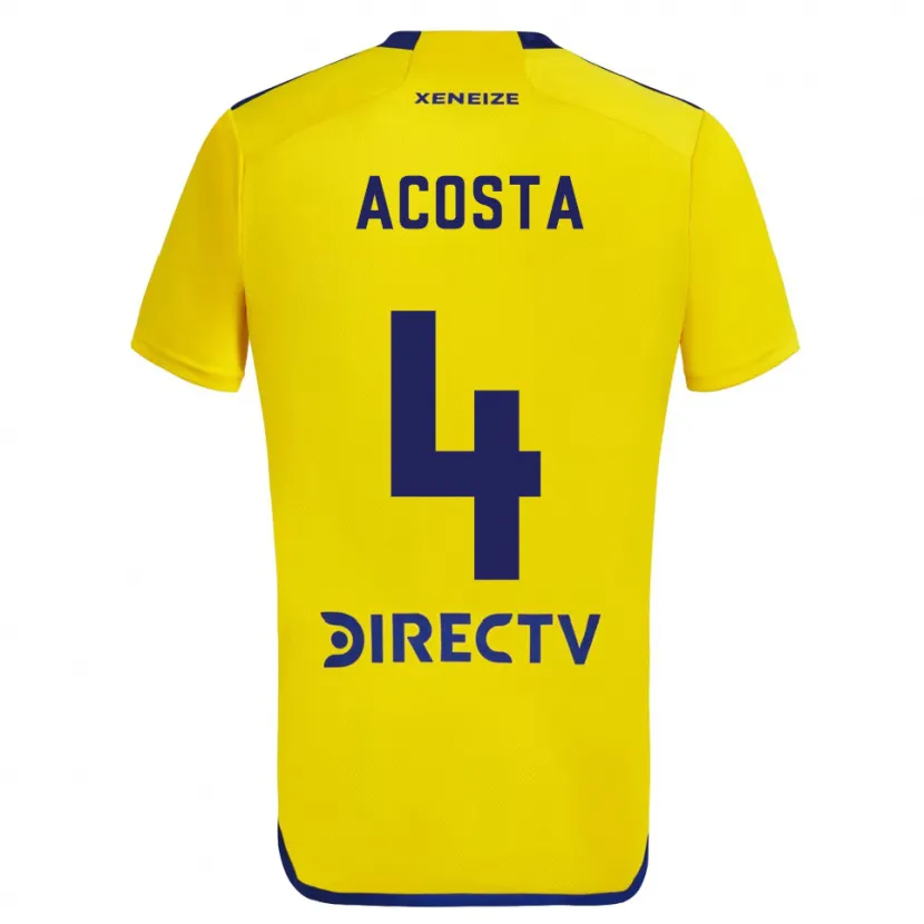 Danxen Niño Camiseta Natan Acosta #4 Amarillo Azul 2ª Equipación 2024/25 La Camisa