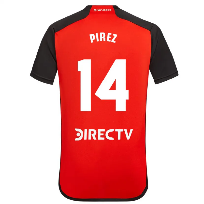 Danxen Niño Camiseta Leandro González Pírez #14 Rojo Negro Blanco 2ª Equipación 2024/25 La Camisa