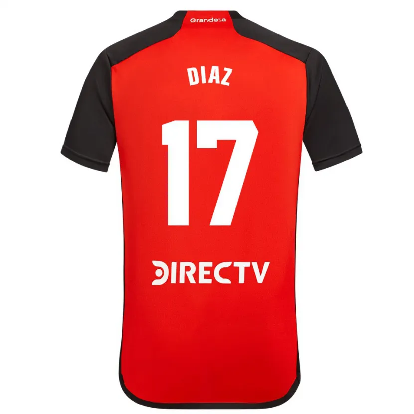 Danxen Niño Camiseta Paulo Díaz #17 Rojo Negro Blanco 2ª Equipación 2024/25 La Camisa