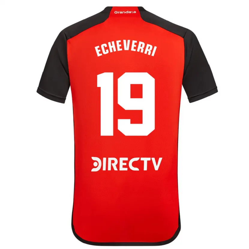 Danxen Niño Camiseta Claudio Echeverri #19 Rojo Negro Blanco 2ª Equipación 2024/25 La Camisa