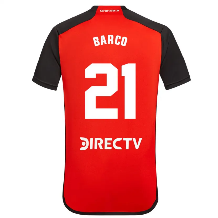 Danxen Niño Camiseta Esequiel Barco #21 Rojo Negro Blanco 2ª Equipación 2024/25 La Camisa