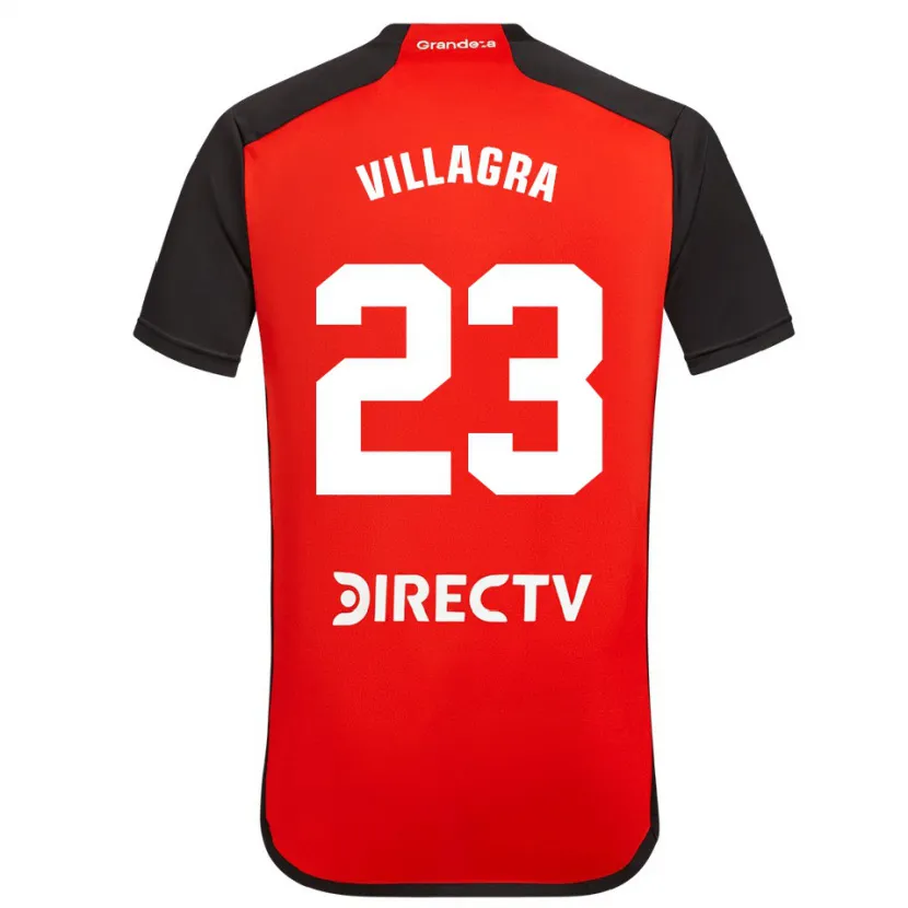 Danxen Niño Camiseta Rodrigo Villagra #23 Rojo Negro Blanco 2ª Equipación 2024/25 La Camisa