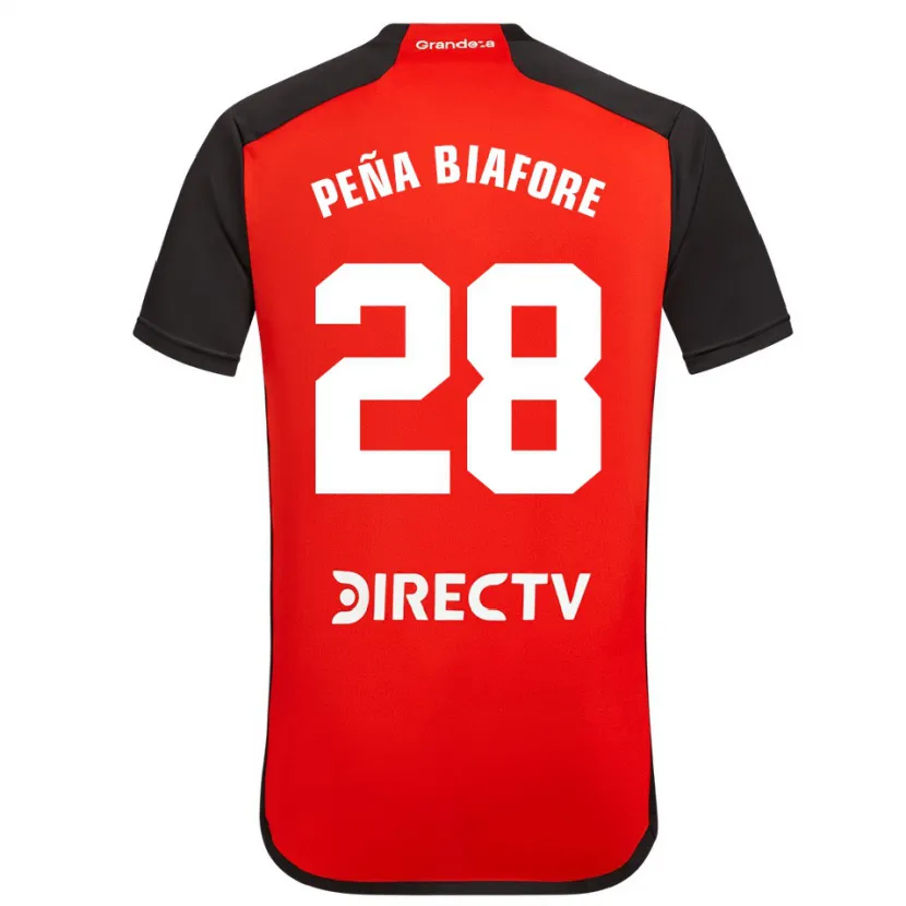 Danxen Niño Camiseta Felipe Peña Biafore #28 Rojo Negro Blanco 2ª Equipación 2024/25 La Camisa