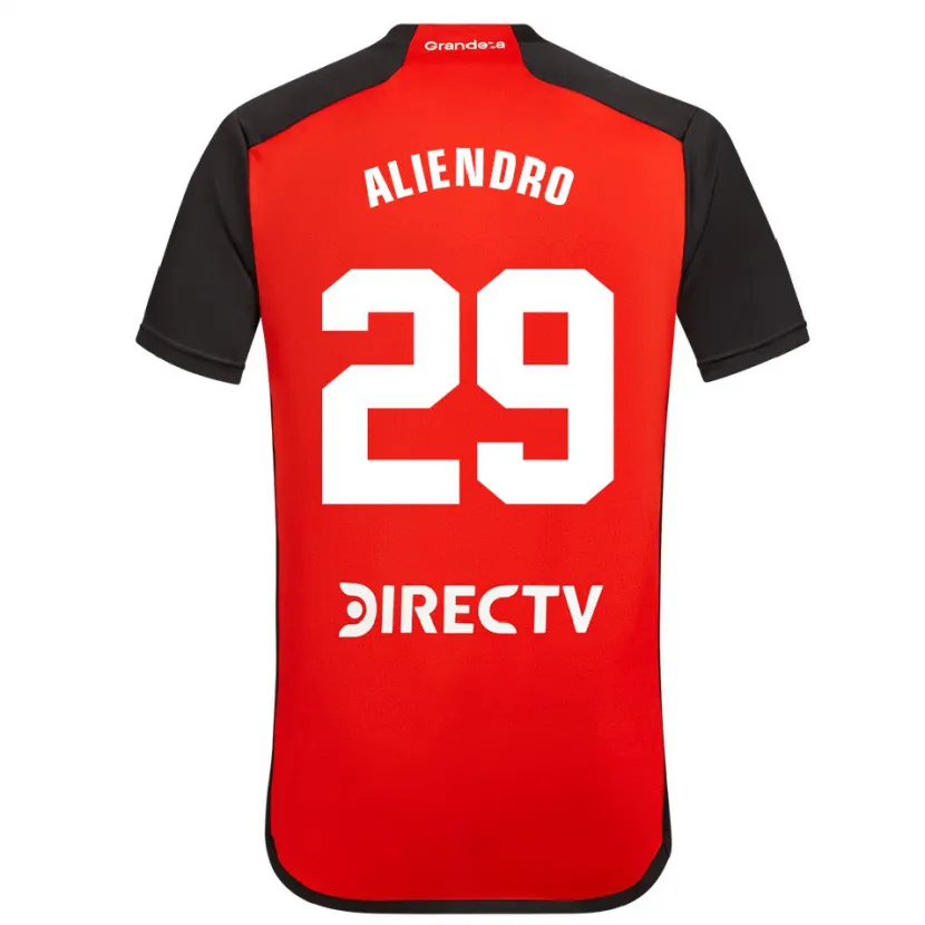 Danxen Niño Camiseta Rodrigo Aliendro #29 Rojo Negro Blanco 2ª Equipación 2024/25 La Camisa