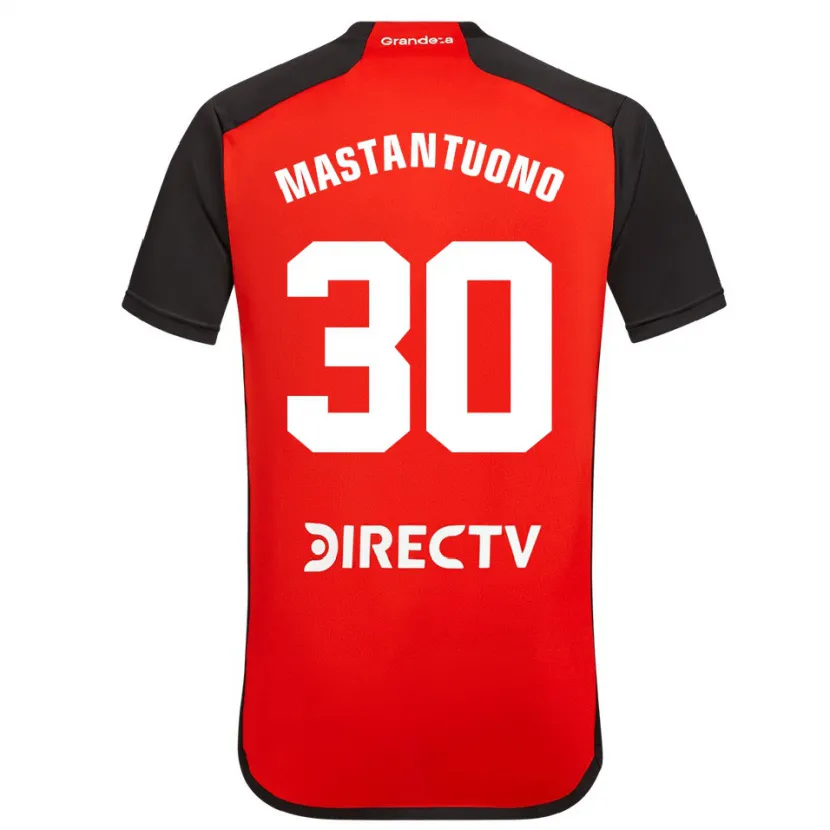 Danxen Niño Camiseta Franco Mastantuono #30 Rojo Negro Blanco 2ª Equipación 2024/25 La Camisa