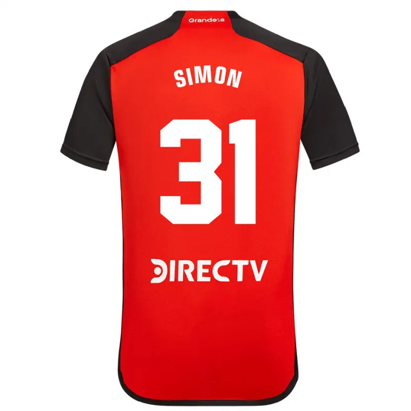 Danxen Niño Camiseta Santiago Simón #31 Rojo Negro Blanco 2ª Equipación 2024/25 La Camisa