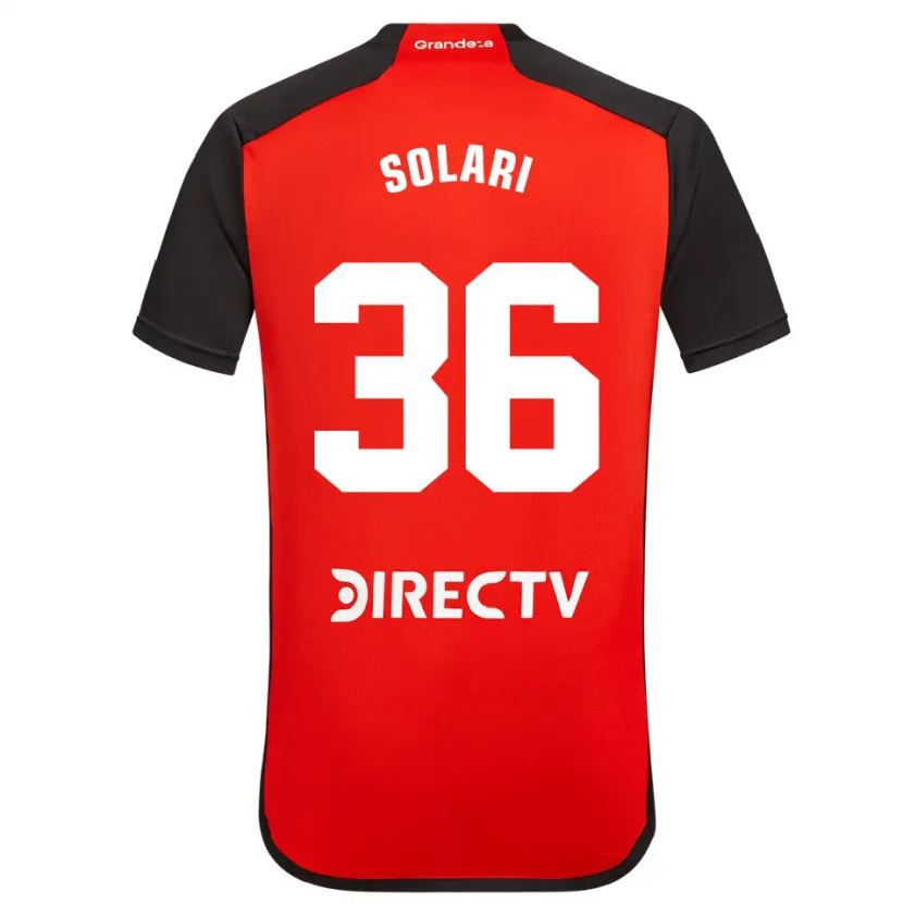 Danxen Niño Camiseta Pablo Solari #36 Rojo Negro Blanco 2ª Equipación 2024/25 La Camisa