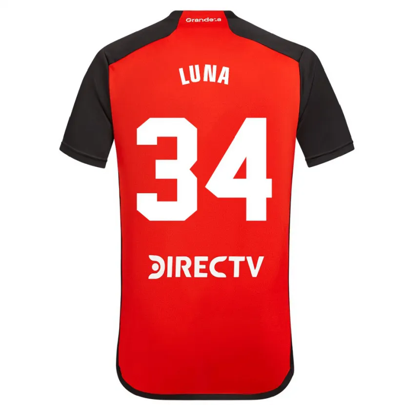 Danxen Niño Camiseta Jonás Luna #34 Rojo Negro Blanco 2ª Equipación 2024/25 La Camisa