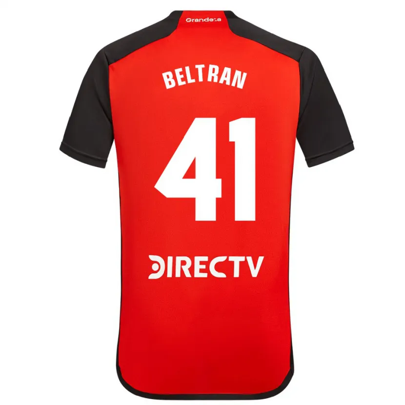 Danxen Niño Camiseta Santiago Beltrán #41 Rojo Negro Blanco 2ª Equipación 2024/25 La Camisa