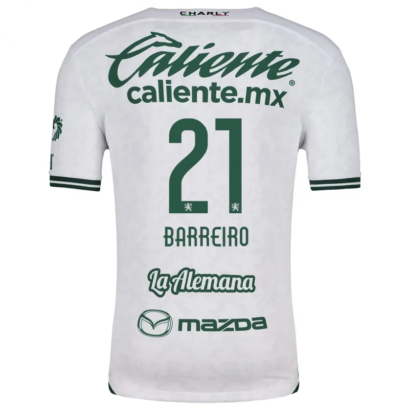 Danxen Niño Camiseta Stiven Barreiro #21 Blanco Verde 2ª Equipación 2024/25 La Camisa