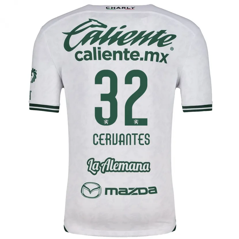 Danxen Niño Camiseta Luis Cervantes #32 Blanco Verde 2ª Equipación 2024/25 La Camisa