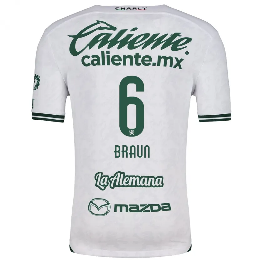 Danxen Niño Camiseta Sophia Braun #6 Blanco Verde 2ª Equipación 2024/25 La Camisa