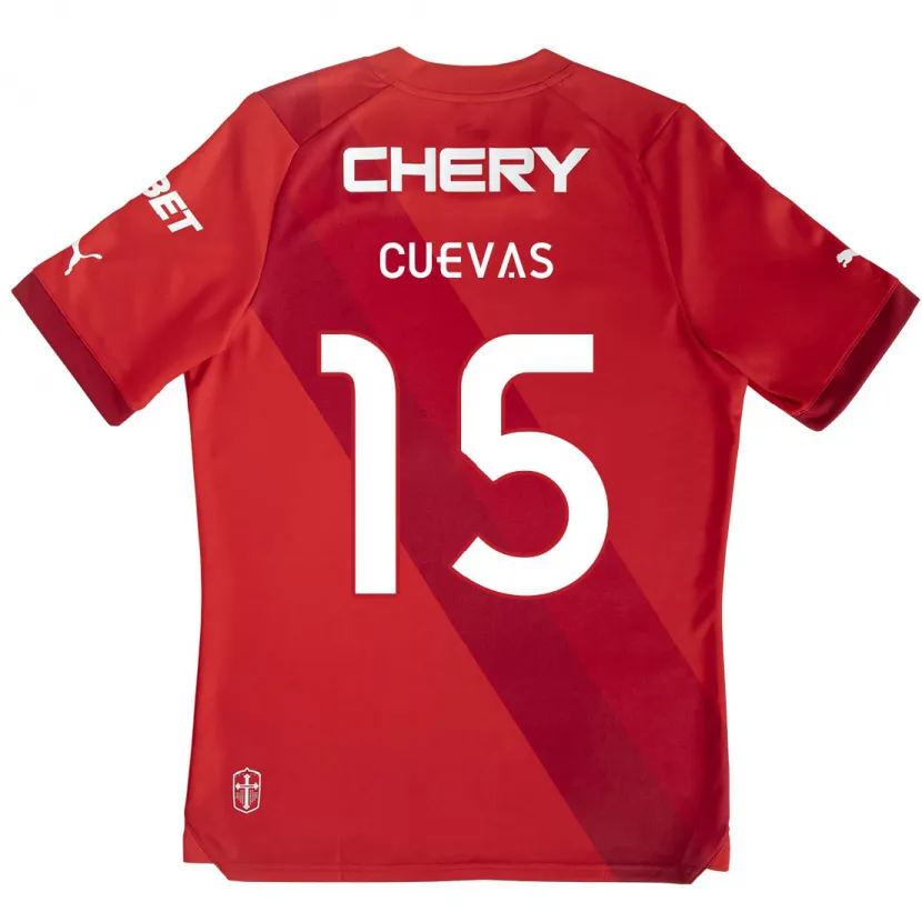 Danxen Niño Camiseta Cristian Cuevas #15 Rojo Blanco 2ª Equipación 2024/25 La Camisa