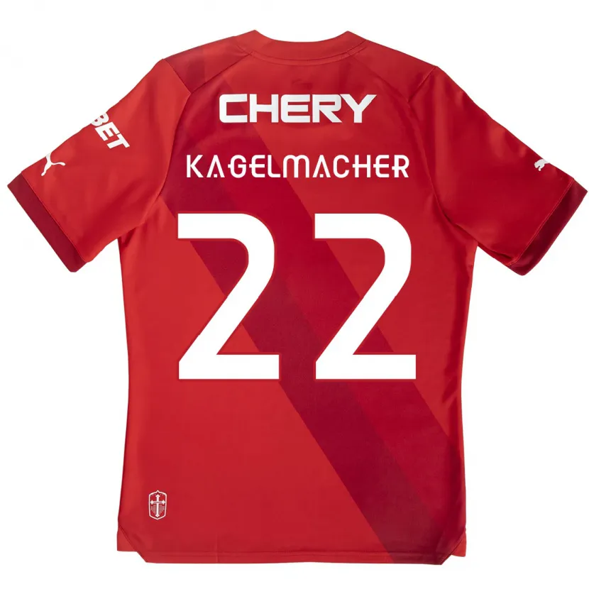 Danxen Niño Camiseta Gary Kagelmacher #22 Rojo Blanco 2ª Equipación 2024/25 La Camisa