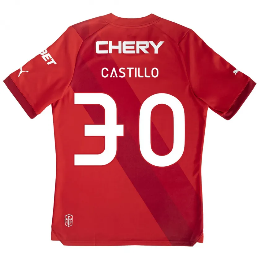 Danxen Niño Camiseta Nicolás Castillo #30 Rojo Blanco 2ª Equipación 2024/25 La Camisa