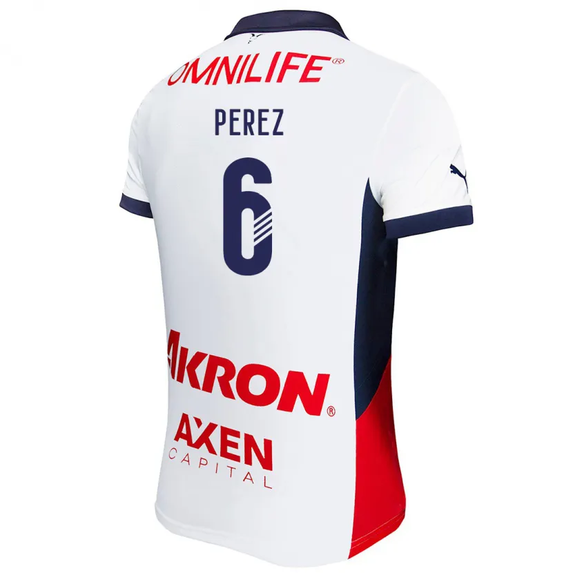 Danxen Niño Camiseta Pável Pérez #6 Blanco Rojo Azul 2ª Equipación 2024/25 La Camisa