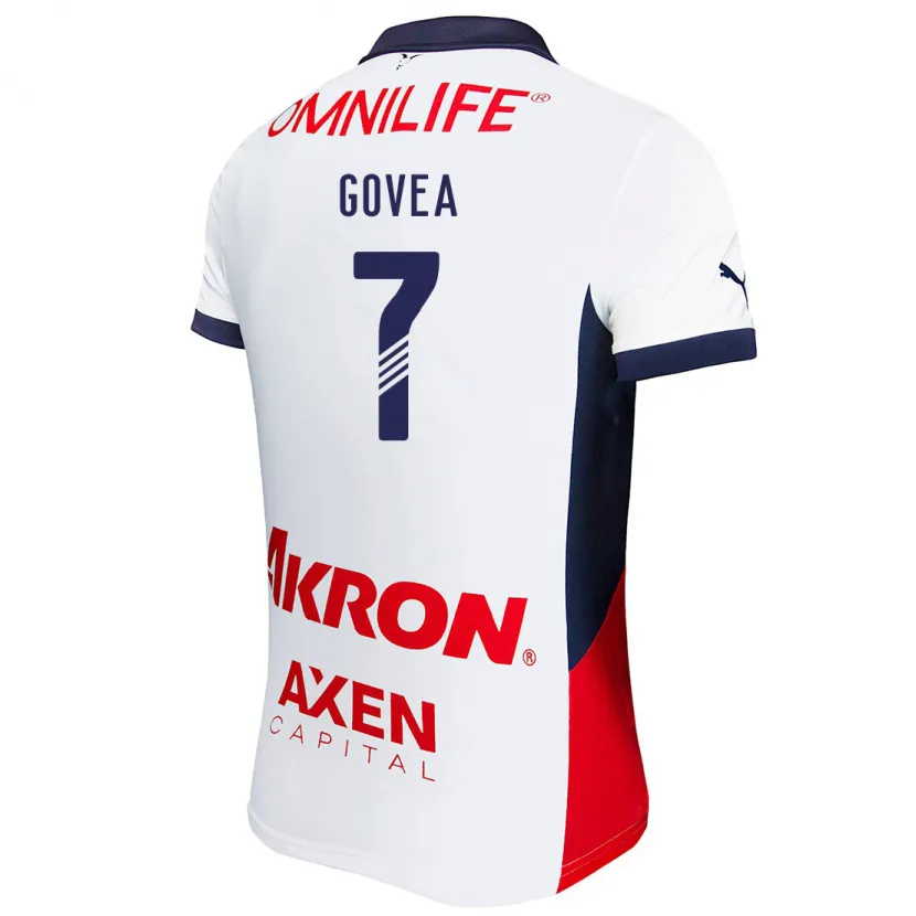 Danxen Niño Camiseta Omar Govea #7 Blanco Rojo Azul 2ª Equipación 2024/25 La Camisa