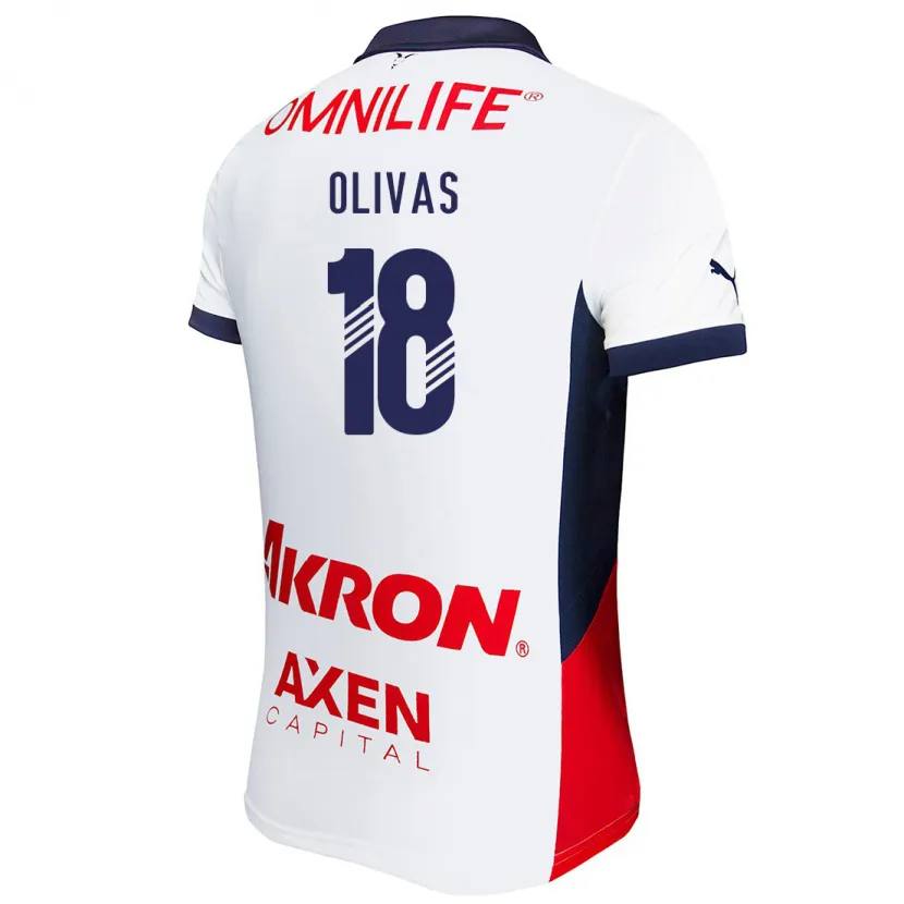 Danxen Niño Camiseta Luis Olivas #18 Blanco Rojo Azul 2ª Equipación 2024/25 La Camisa