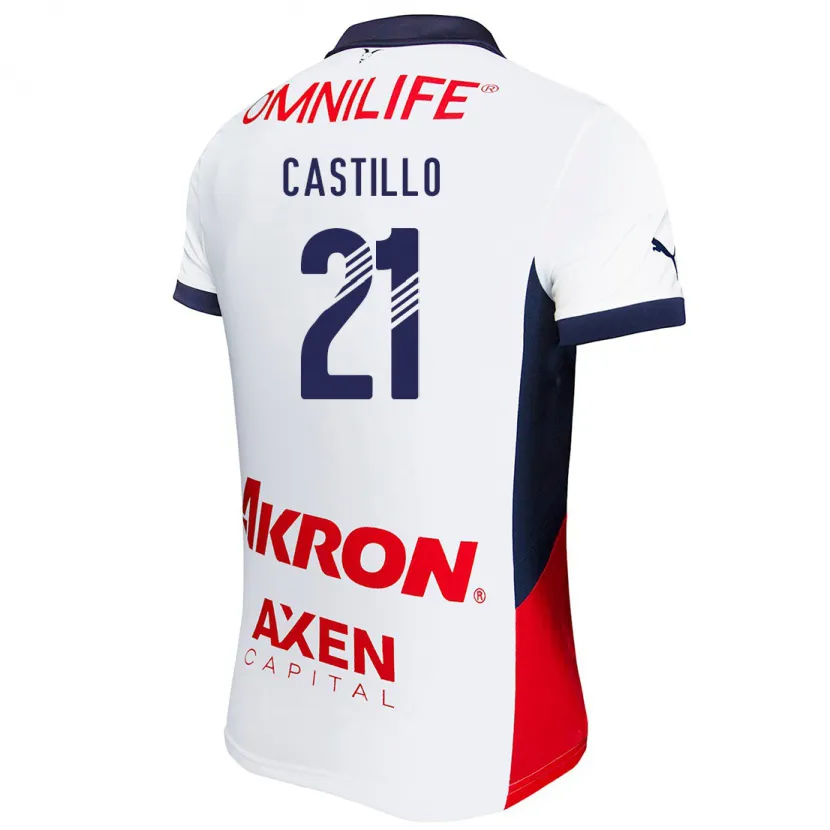 Danxen Niño Camiseta José Castillo #21 Blanco Rojo Azul 2ª Equipación 2024/25 La Camisa