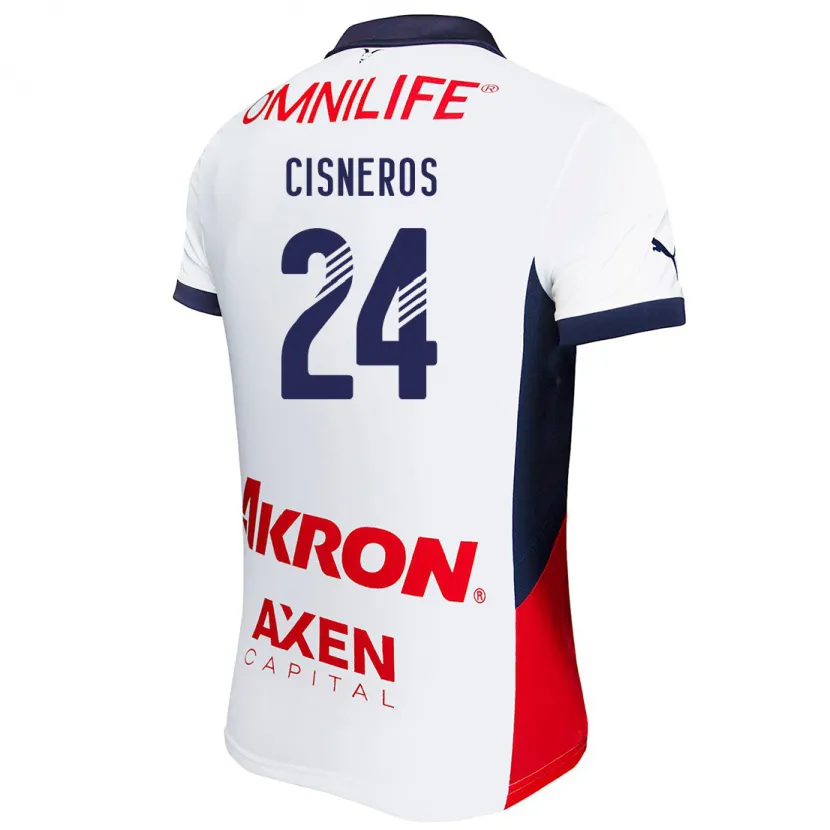 Danxen Niño Camiseta Carlos Cisneros #24 Blanco Rojo Azul 2ª Equipación 2024/25 La Camisa