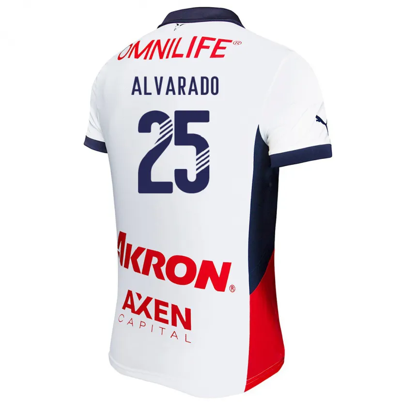 Danxen Niño Camiseta Roberto Alvarado #25 Blanco Rojo Azul 2ª Equipación 2024/25 La Camisa