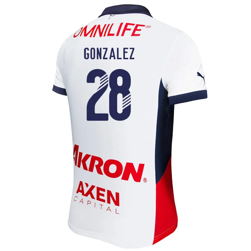 Danxen Niño Camiseta Fernando González #28 Blanco Rojo Azul 2ª Equipación 2024/25 La Camisa