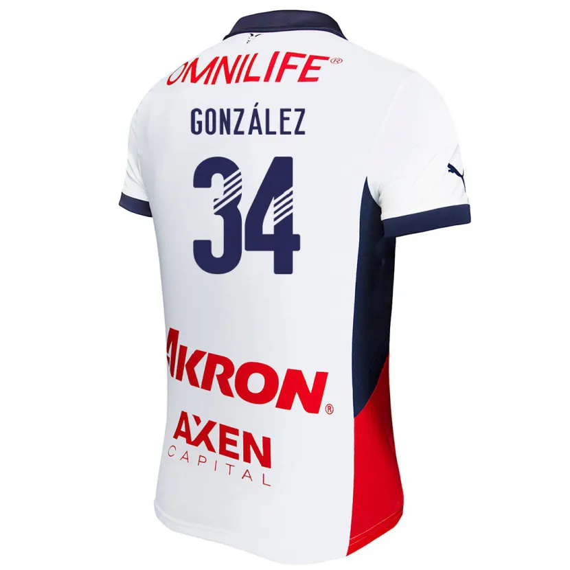 Danxen Niño Camiseta Armando González #34 Blanco Rojo Azul 2ª Equipación 2024/25 La Camisa