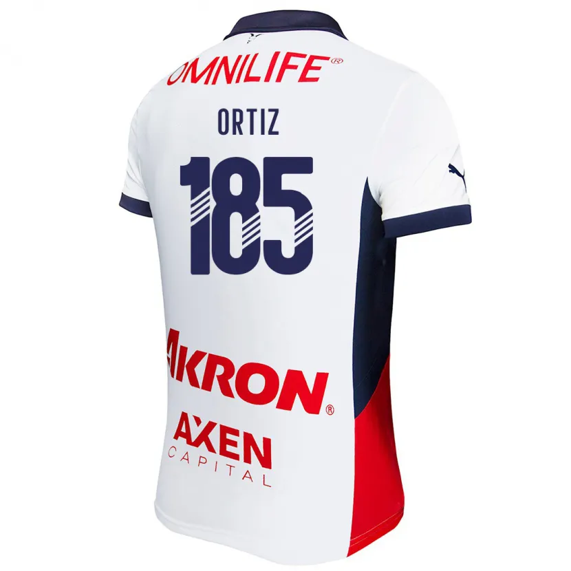 Danxen Niño Camiseta Gibrán Ortiz #185 Blanco Rojo Azul 2ª Equipación 2024/25 La Camisa