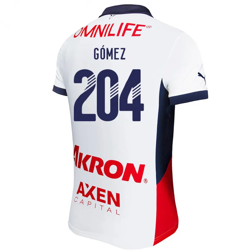 Danxen Niño Camiseta Luis Gómez #204 Blanco Rojo Azul 2ª Equipación 2024/25 La Camisa