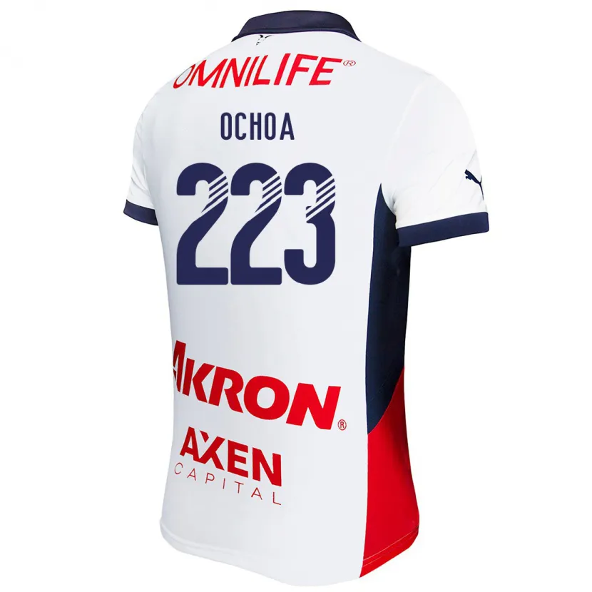 Danxen Niño Camiseta Diego Ochoa #223 Blanco Rojo Azul 2ª Equipación 2024/25 La Camisa