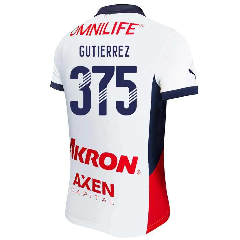 Danxen Niño Camiseta Gerson Gutiérrez #375 Blanco Rojo Azul 2ª Equipación 2024/25 La Camisa