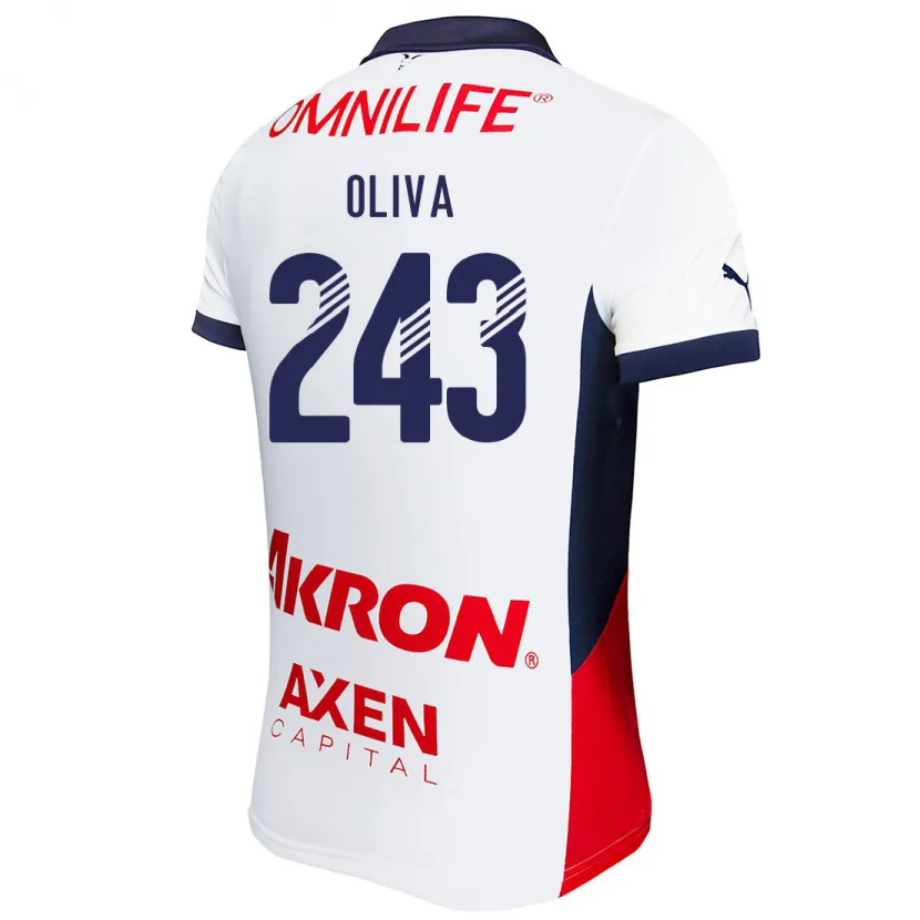 Danxen Niño Camiseta Diego Oliva #243 Blanco Rojo Azul 2ª Equipación 2024/25 La Camisa