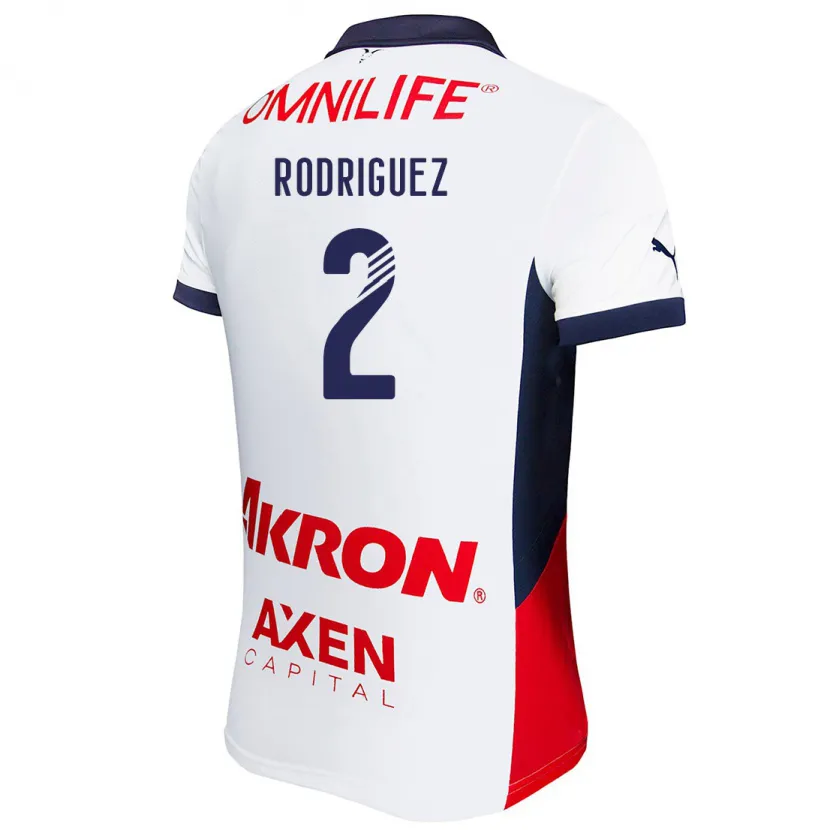 Danxen Niño Camiseta Jaqueline Rodríguez #2 Blanco Rojo Azul 2ª Equipación 2024/25 La Camisa