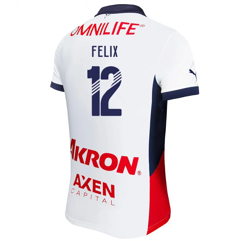 Danxen Niño Camiseta Blanca Félix #12 Blanco Rojo Azul 2ª Equipación 2024/25 La Camisa