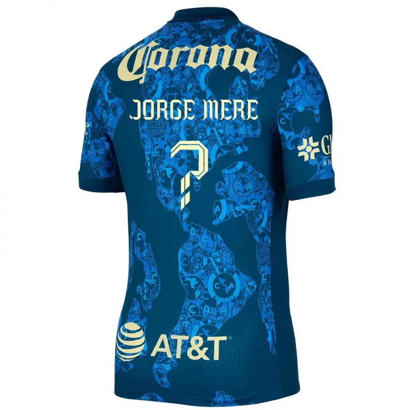 Danxen Niño Camiseta Jorge Meré #0 Azul Amarillo 2ª Equipación 2024/25 La Camisa