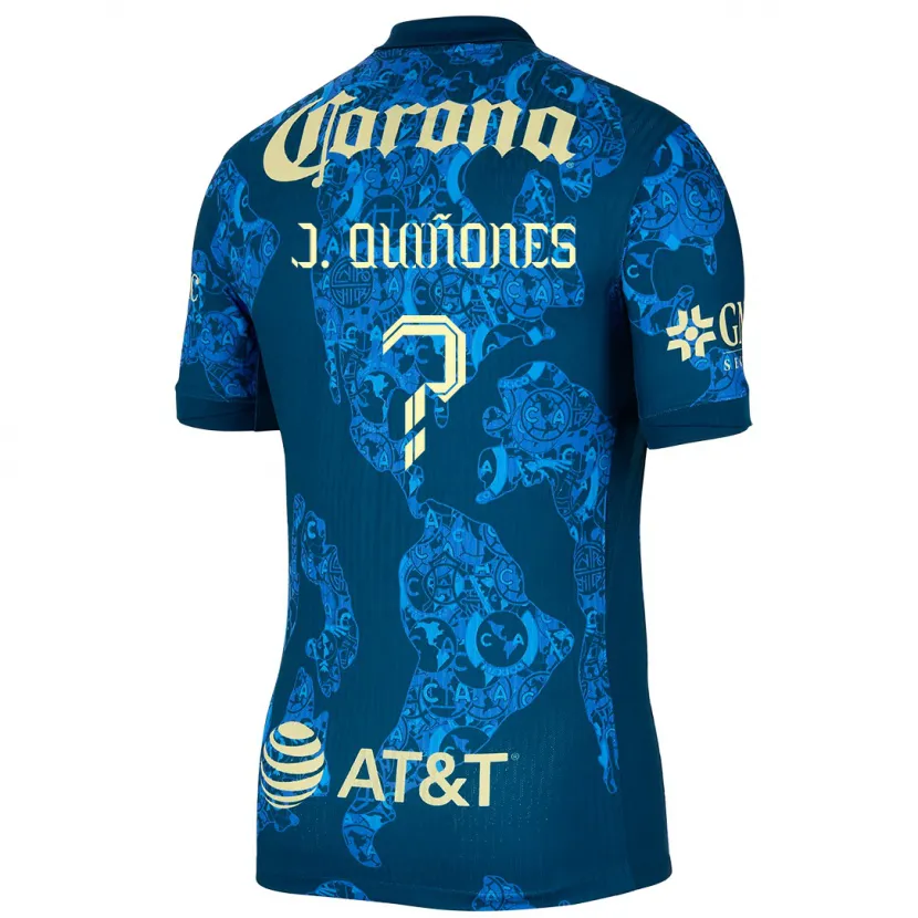 Danxen Niño Camiseta Julián Quiñones #0 Azul Amarillo 2ª Equipación 2024/25 La Camisa