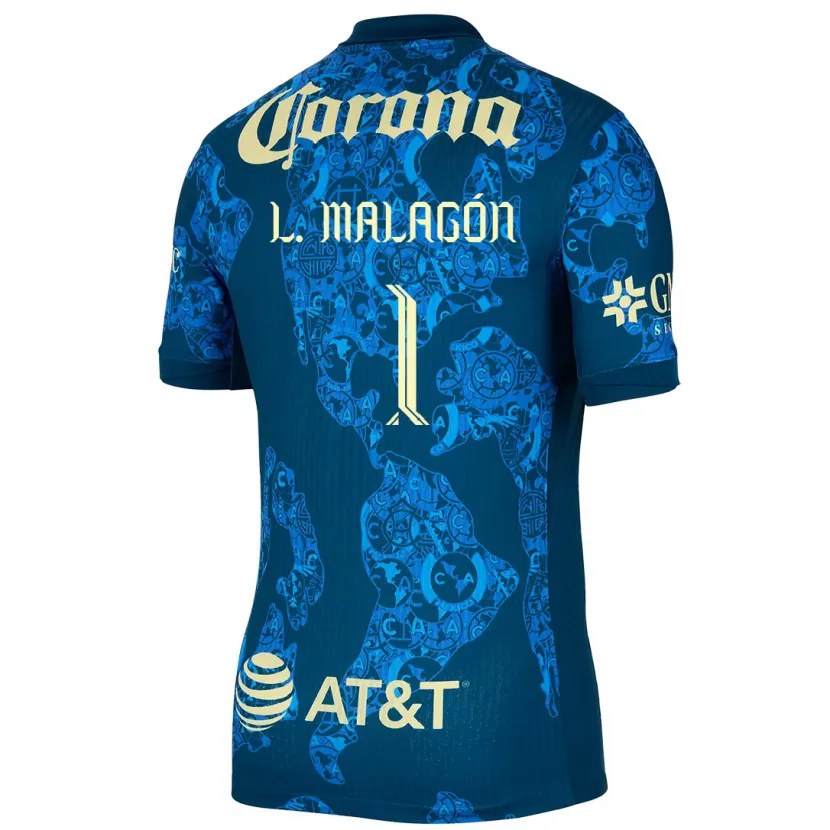 Danxen Niño Camiseta Luis Malagón #1 Azul Amarillo 2ª Equipación 2024/25 La Camisa