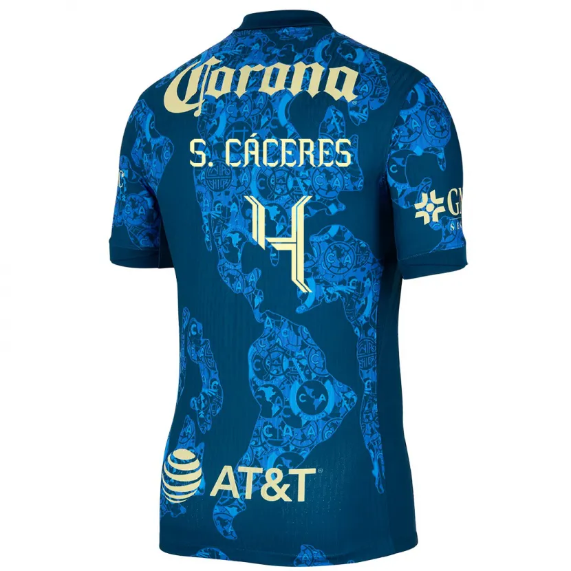 Danxen Niño Camiseta Sebastián Cáceres #4 Azul Amarillo 2ª Equipación 2024/25 La Camisa