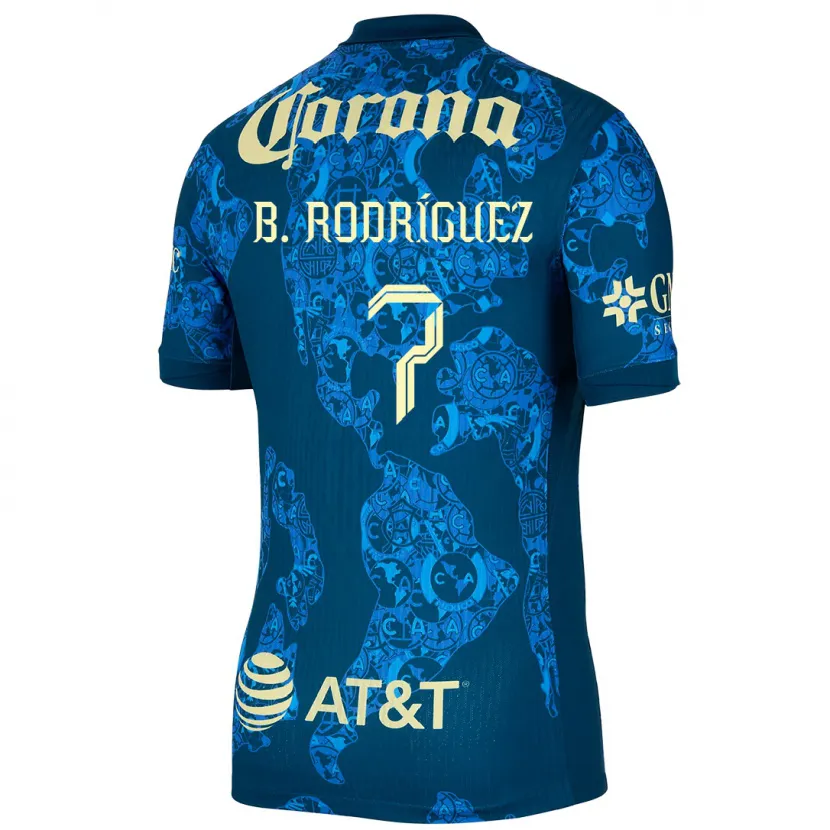 Danxen Niño Camiseta Brian Rodríguez #7 Azul Amarillo 2ª Equipación 2024/25 La Camisa