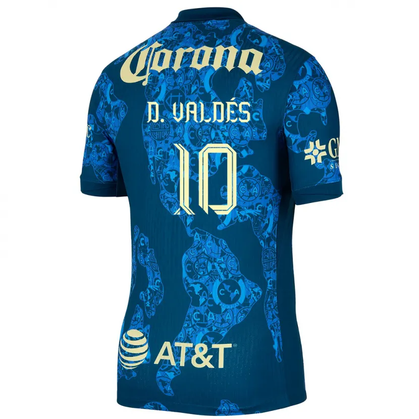 Danxen Niño Camiseta Diego Valdés #10 Azul Amarillo 2ª Equipación 2024/25 La Camisa