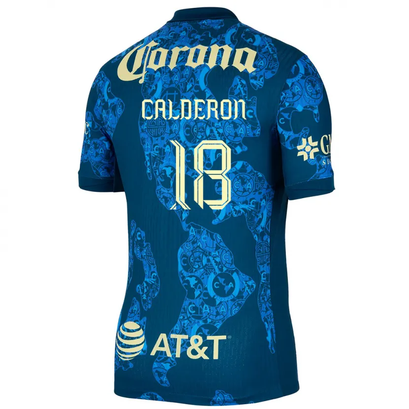 Danxen Niño Camiseta Cristian Calderón #18 Azul Amarillo 2ª Equipación 2024/25 La Camisa