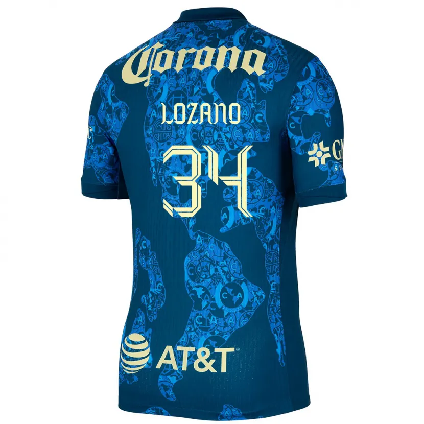 Danxen Niño Camiseta Esteban Lozano #34 Azul Amarillo 2ª Equipación 2024/25 La Camisa