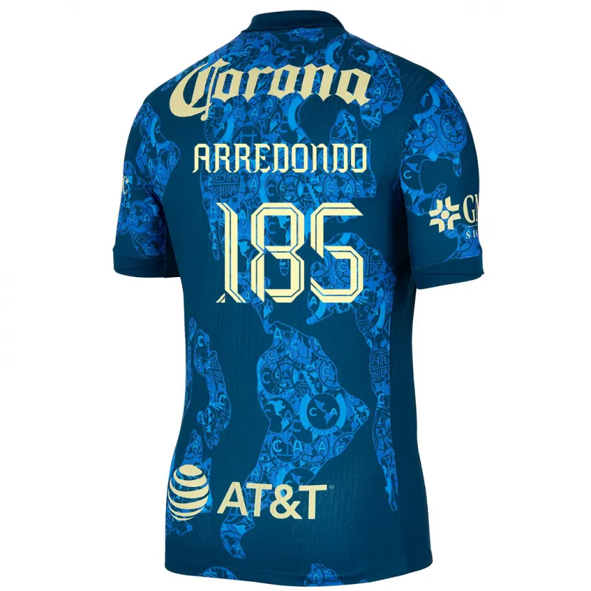 Danxen Niño Camiseta Aarón Arredondo #185 Azul Amarillo 2ª Equipación 2024/25 La Camisa