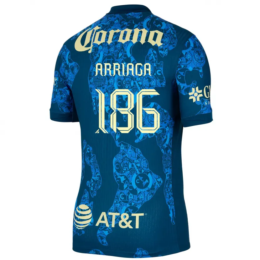 Danxen Niño Camiseta Diego Arriaga #186 Azul Amarillo 2ª Equipación 2024/25 La Camisa