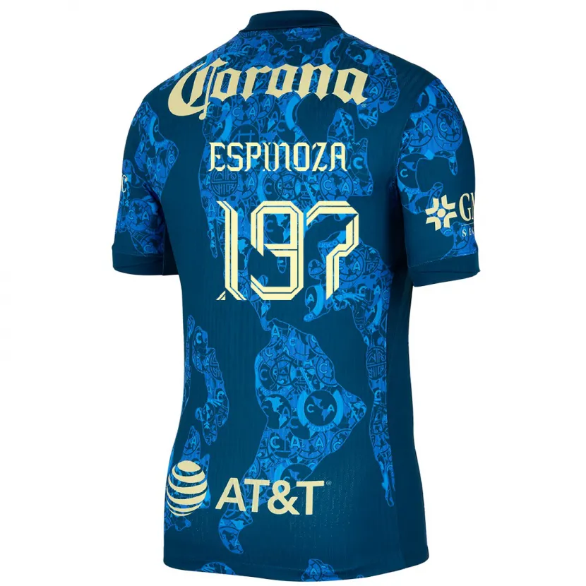 Danxen Niño Camiseta Dagoberto Espinoza #197 Azul Amarillo 2ª Equipación 2024/25 La Camisa