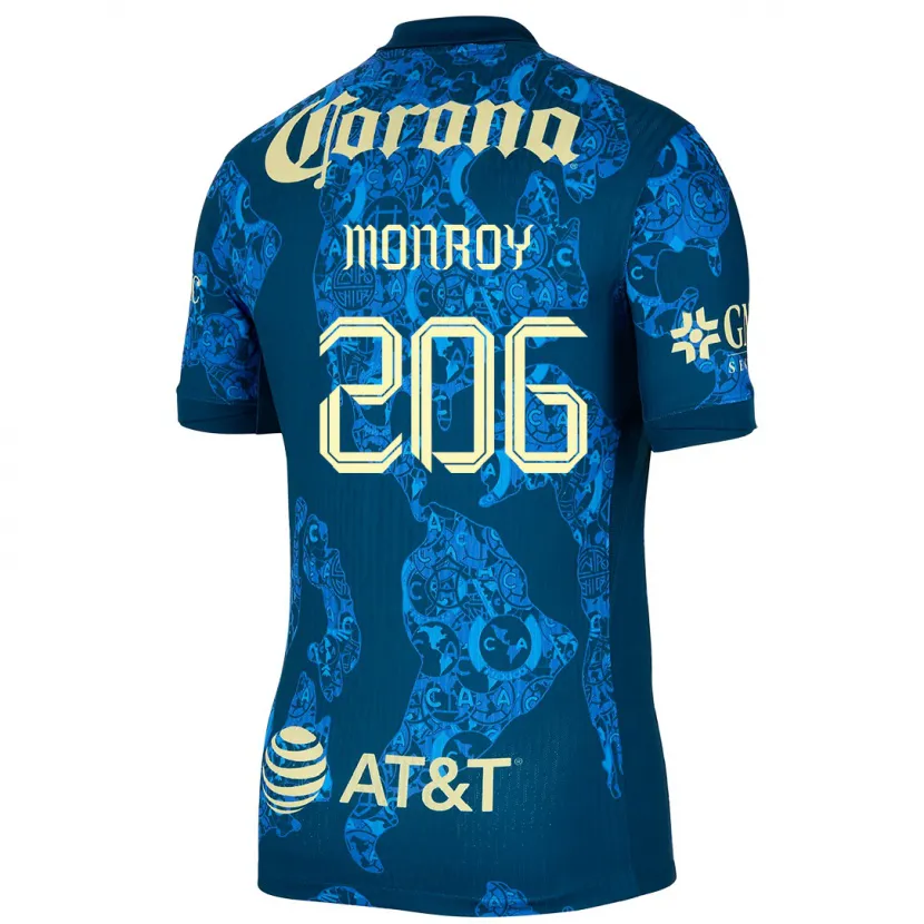 Danxen Niño Camiseta Diego Monroy #206 Azul Amarillo 2ª Equipación 2024/25 La Camisa