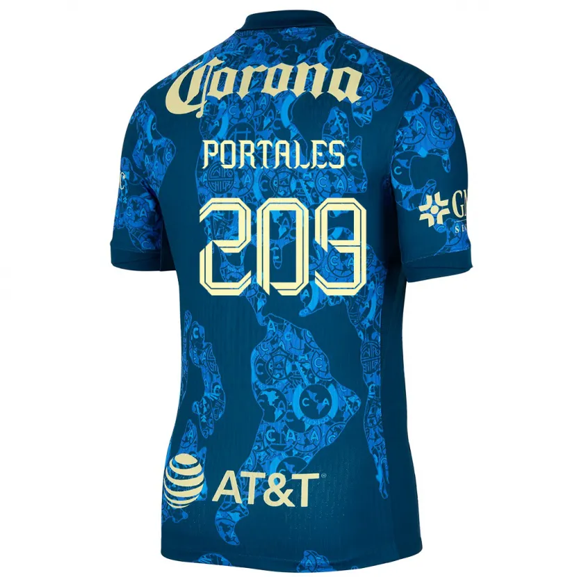 Danxen Niño Camiseta Walter Portales #209 Azul Amarillo 2ª Equipación 2024/25 La Camisa