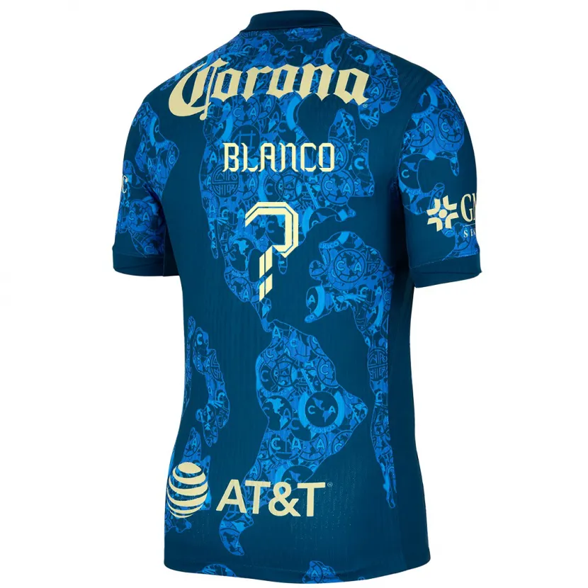 Danxen Niño Camiseta Lionel Blanco #0 Azul Amarillo 2ª Equipación 2024/25 La Camisa