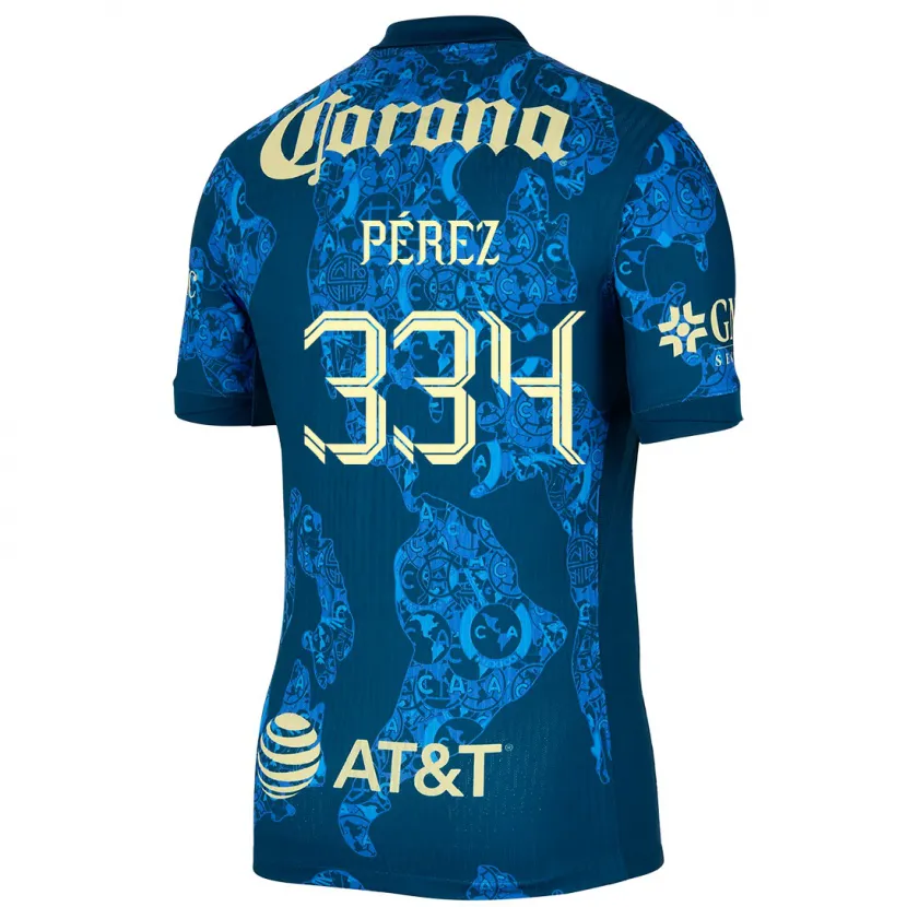 Danxen Niño Camiseta Diego Pérez #334 Azul Amarillo 2ª Equipación 2024/25 La Camisa